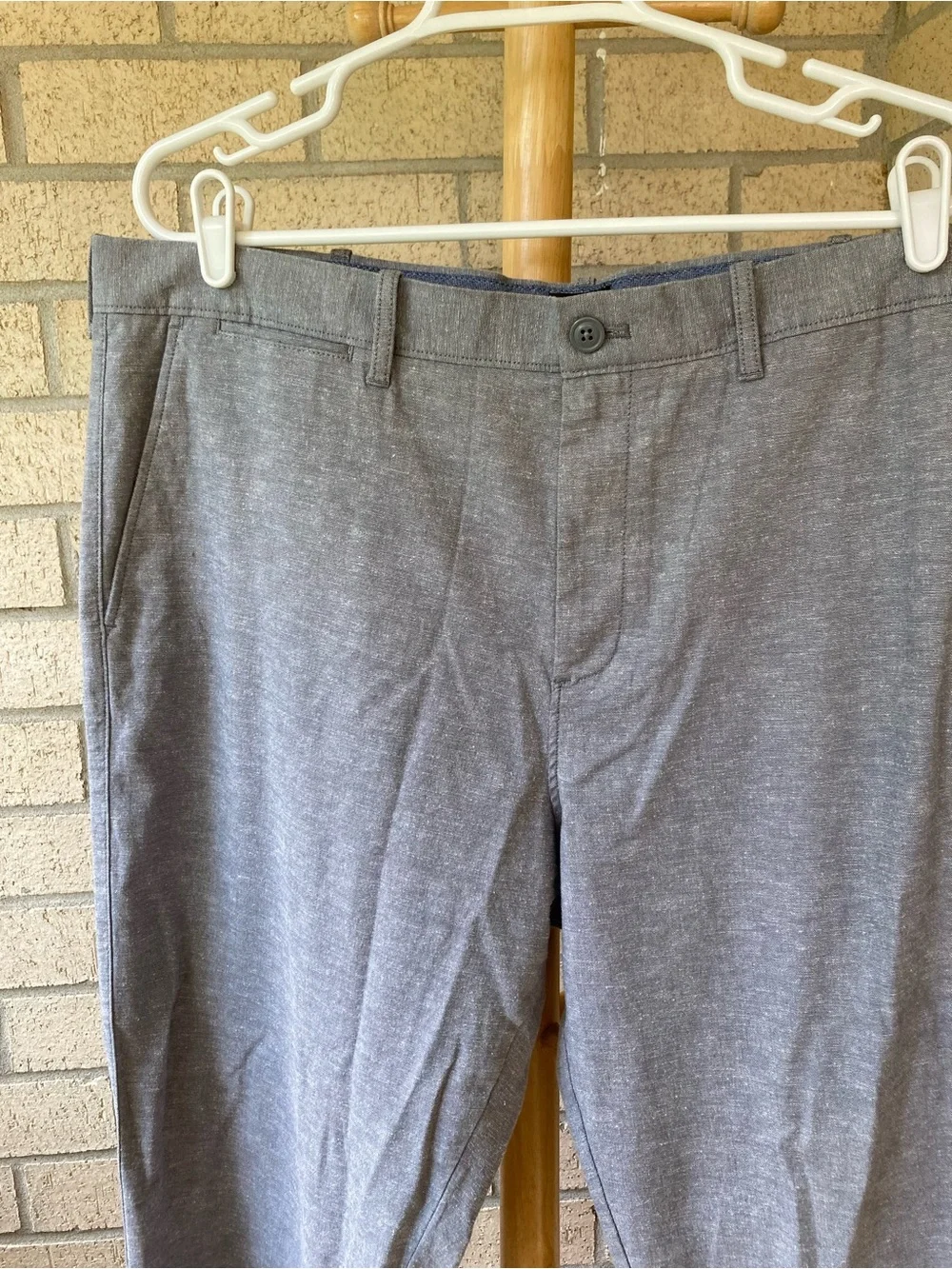 J Crew Stretch 770 Straight Cotton Linen Pants Gray Trousers Size 38 32